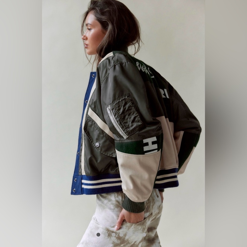 NWT FREE PEOPLE WE THE FREE TRIPLE KICK NOVELTY BOMBER JACKET 🔥🔥🔥🔥 - Picture 3 of 5